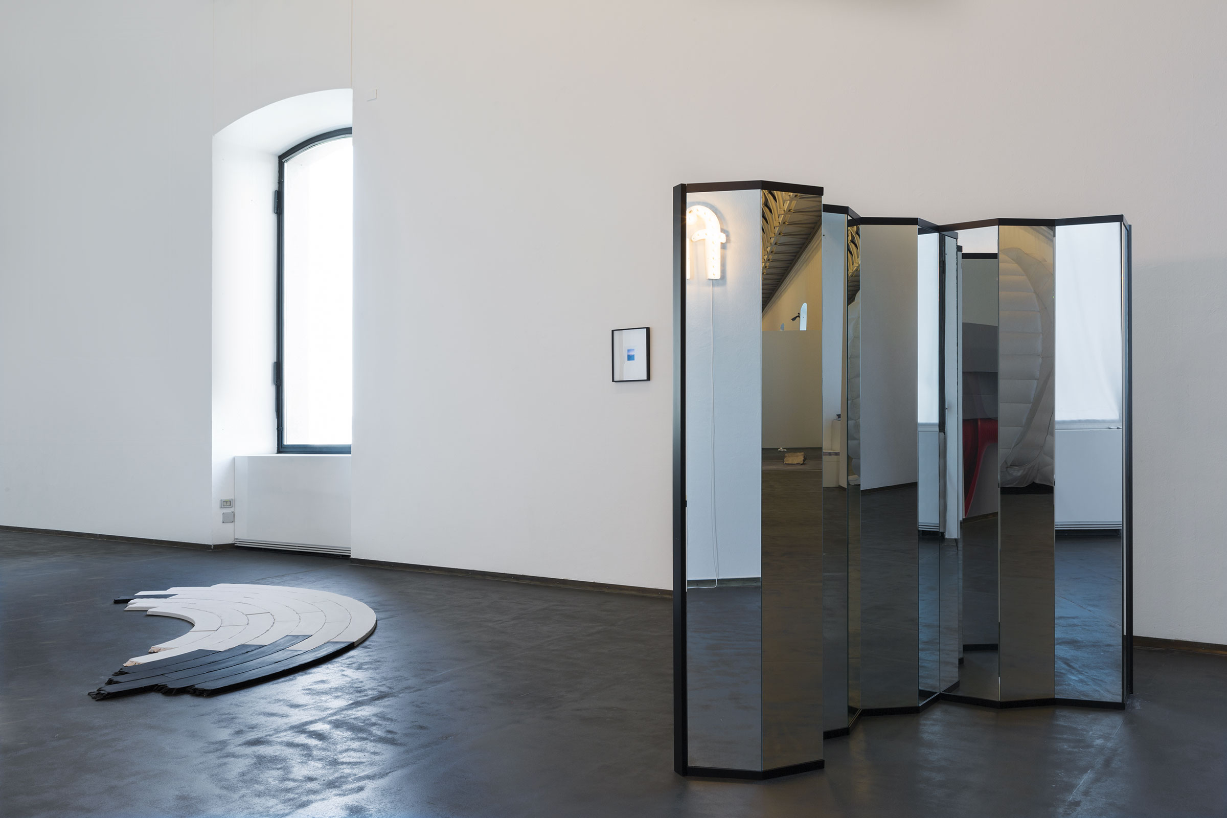 Alice Guareschi, Whenever standing in between whiles (labirinto), 2012, Distance becomes the secret language with which the conversation takes place, 2011, Delicate polyhedra: the mirror house (about multiple truths and the real reality of real-time images), 2007-12